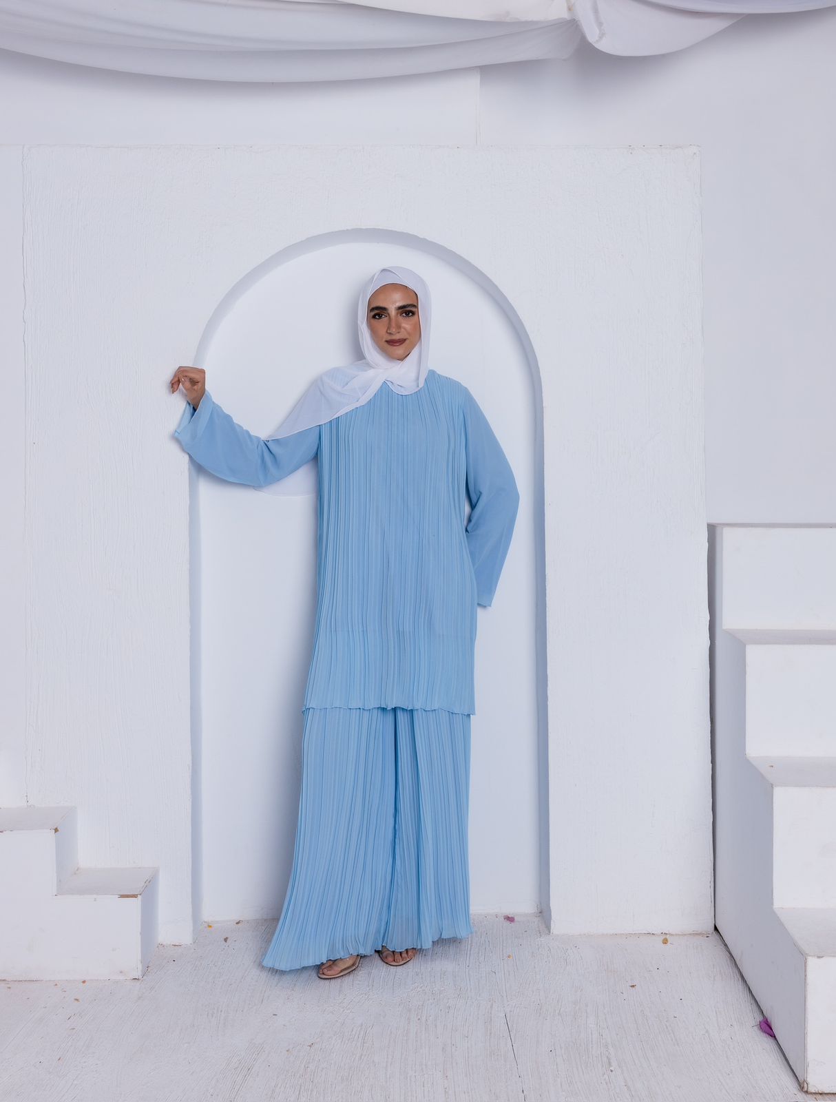 Flowy BBlue Pleated Set