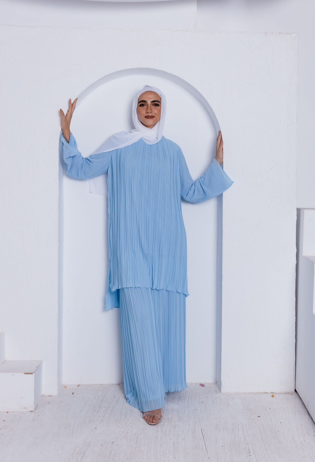 Flowy BBlue Pleated Set