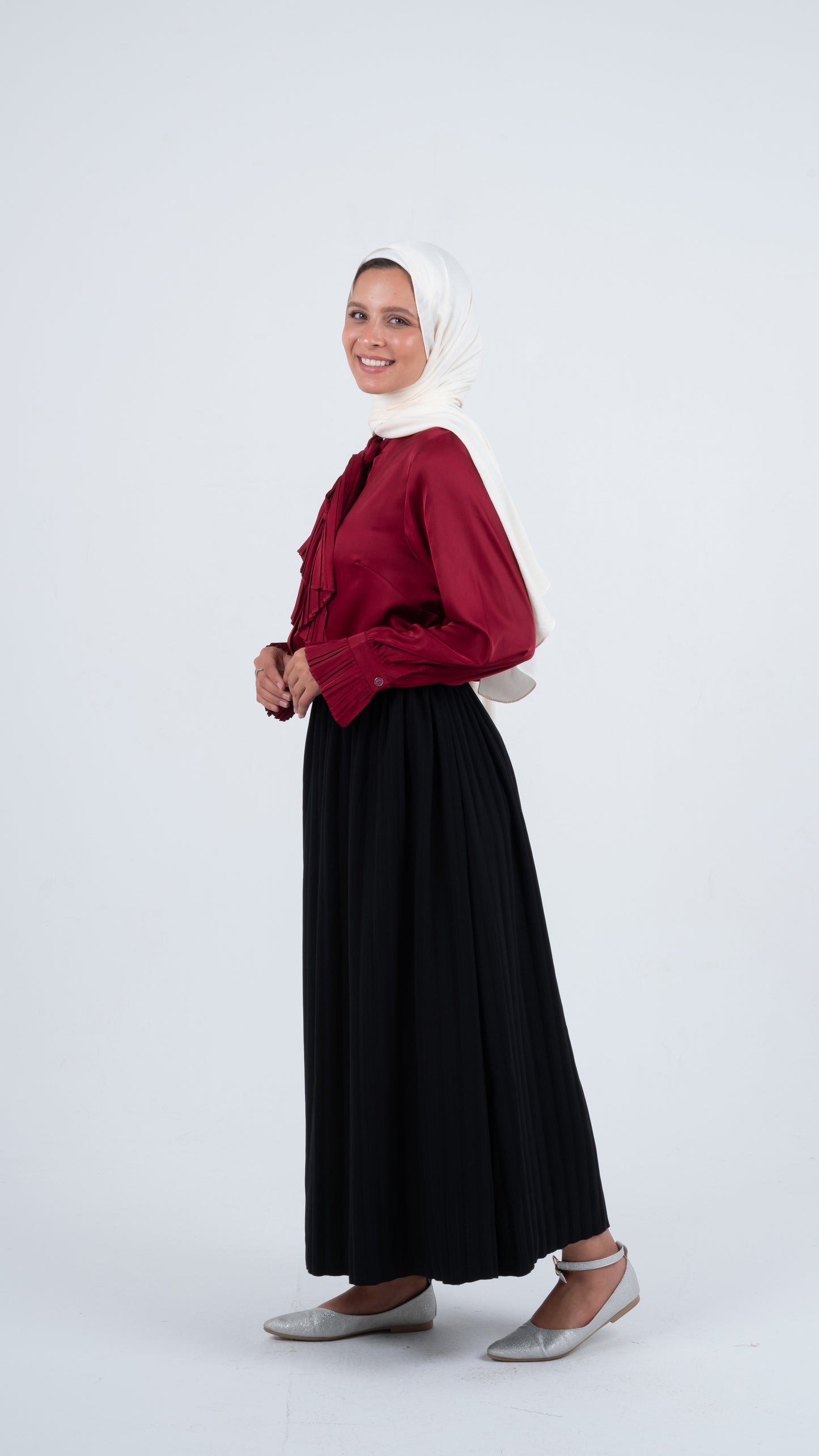 Black crepe Pleated Skirt