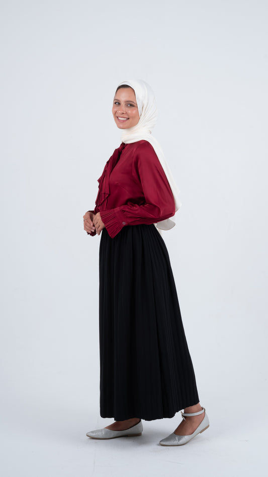 Black crepe Pleated Skirt