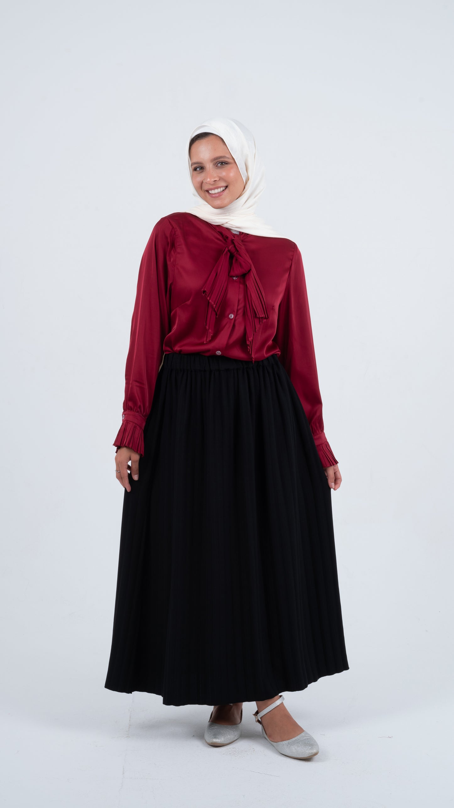 Black crepe Pleated Skirt
