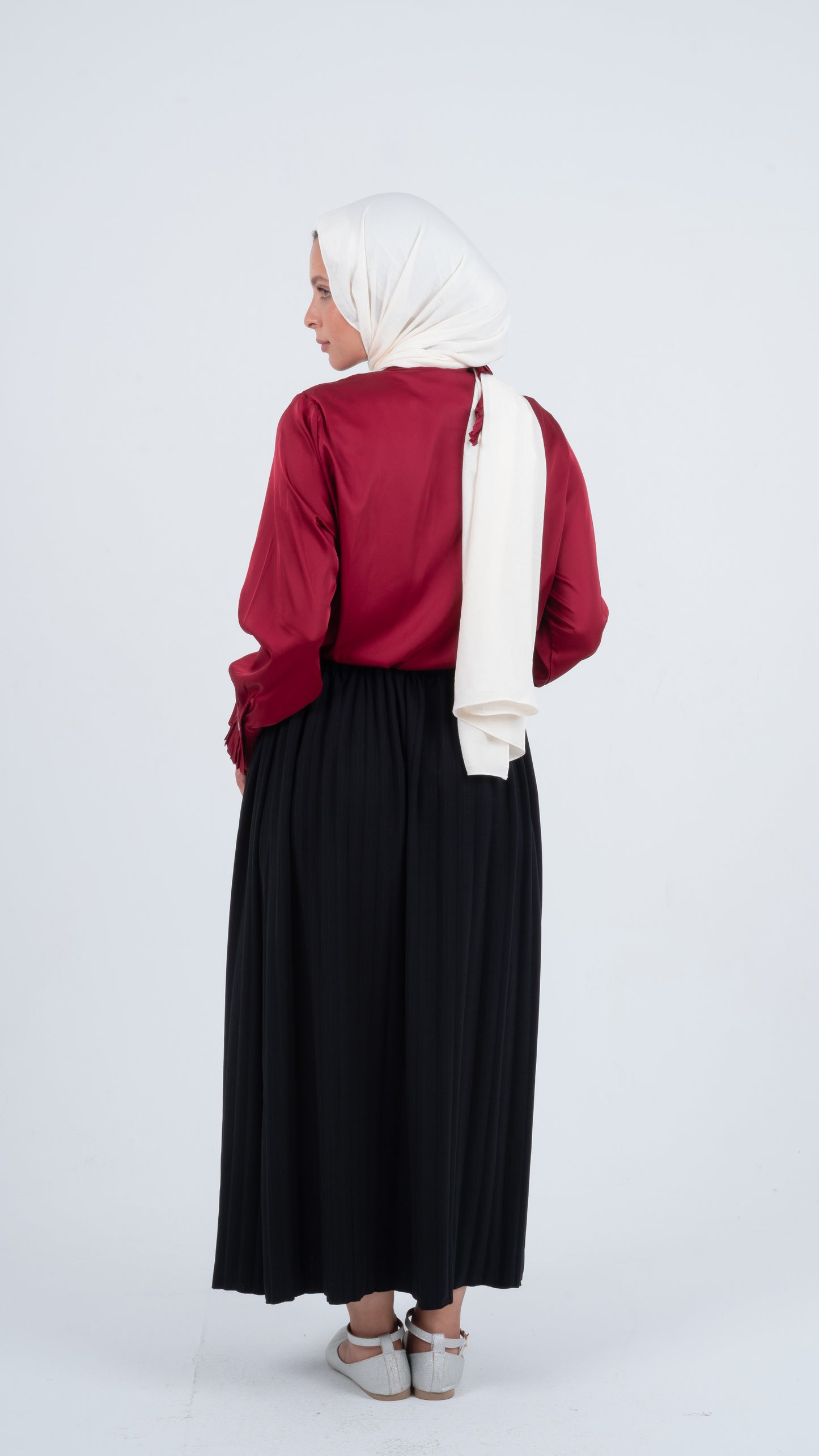 Black crepe Pleated Skirt