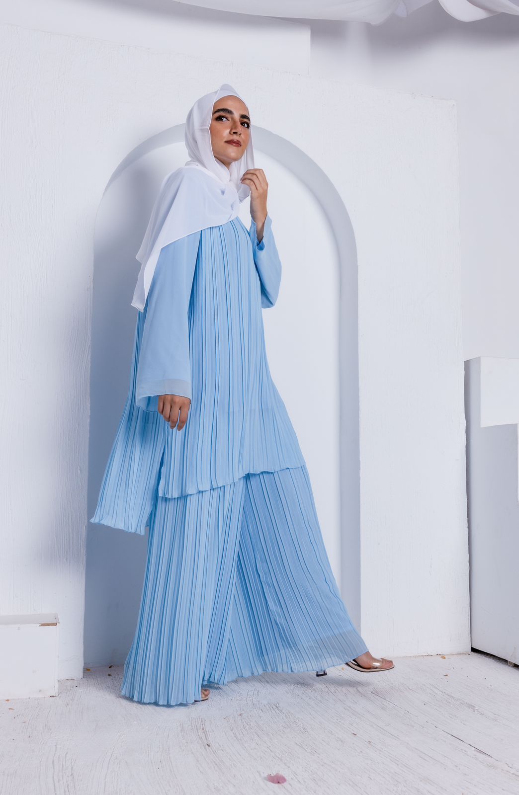 Flowy BBlue Pleated Set