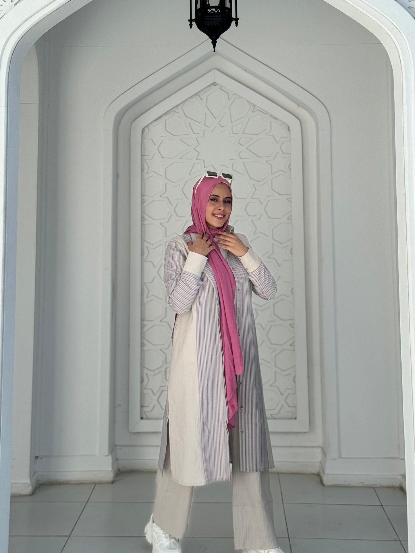 Beige Linen Set Printed