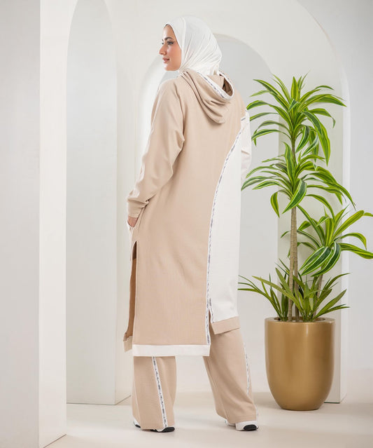 Beige x White Chic Training Suit
