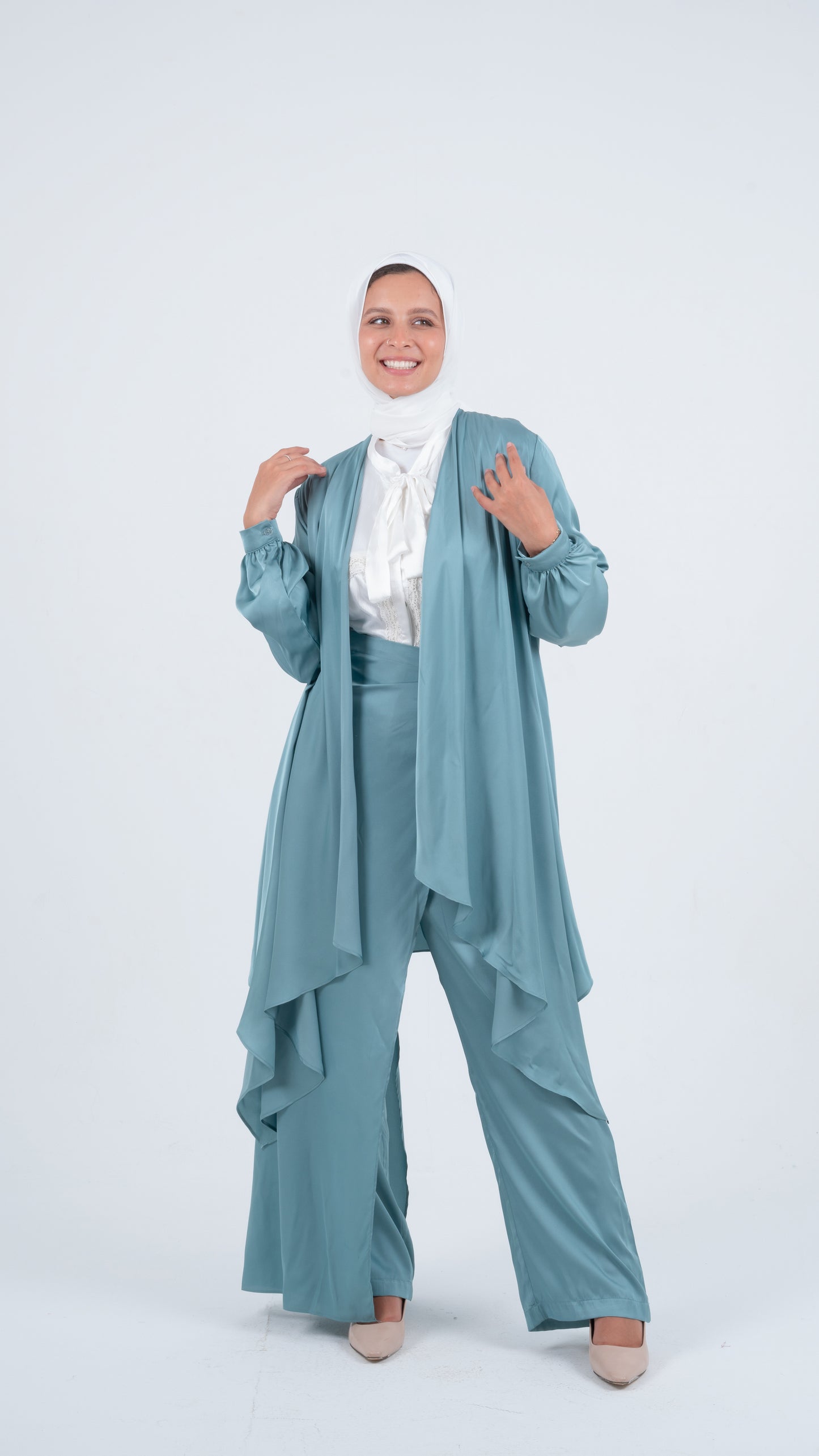 Mint Flowy Wrap Satin Set ( 3 pieces )