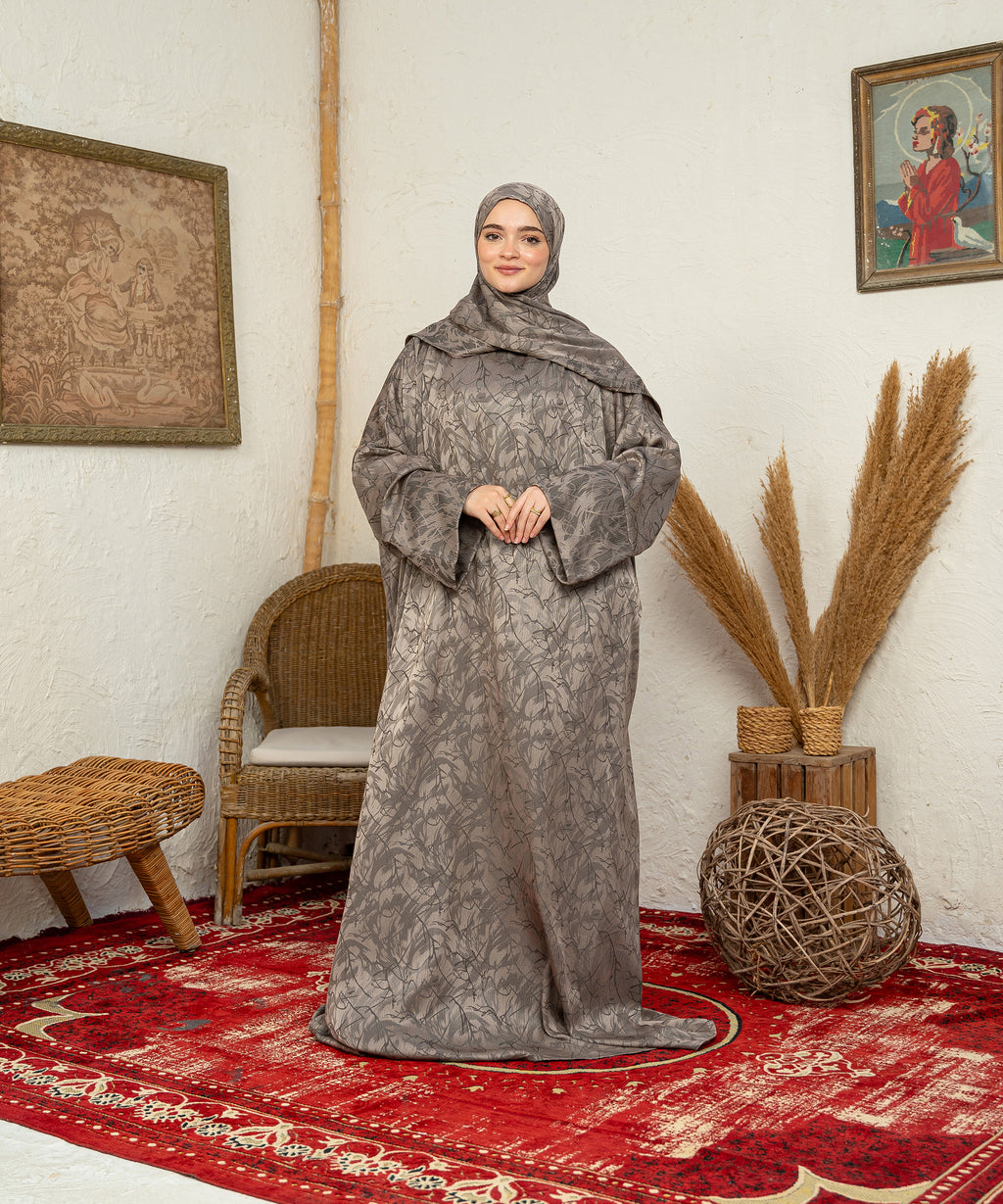 Printed Jacquard Satin isdal - اسدال ستان جاكار مطبوع كافيه (Cafe printed)