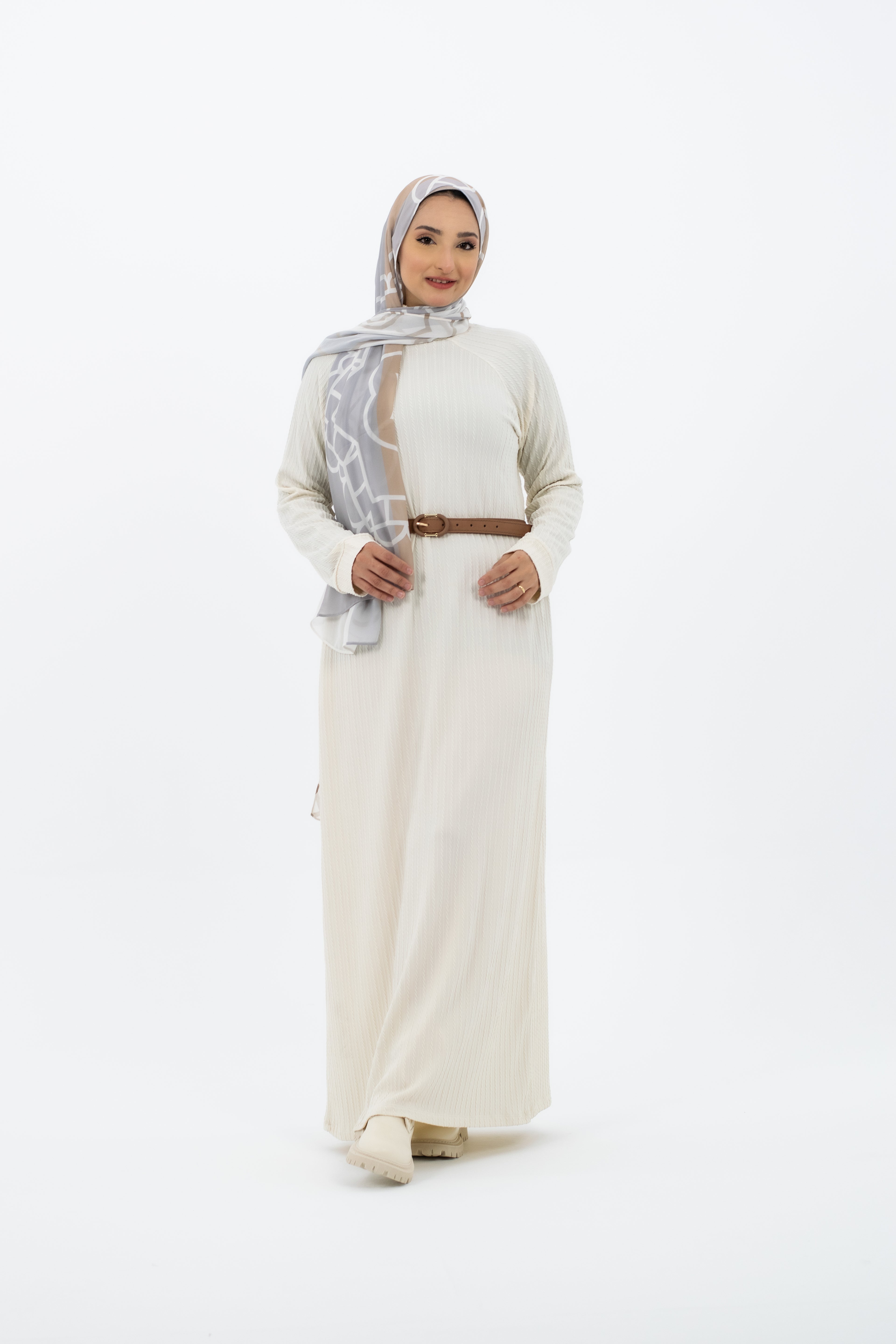 High-neck Basic Dress Off-white