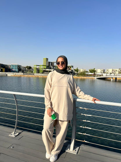 Over Size Comfy Beige Training Suit