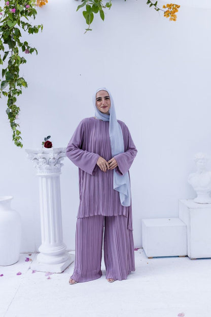 Flowy Purple Pleated Set