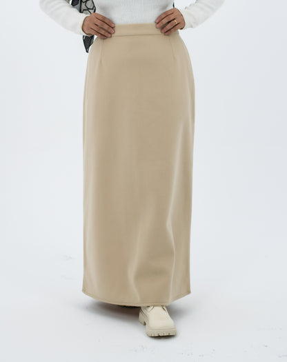 Soft Wool Skirt: Beige