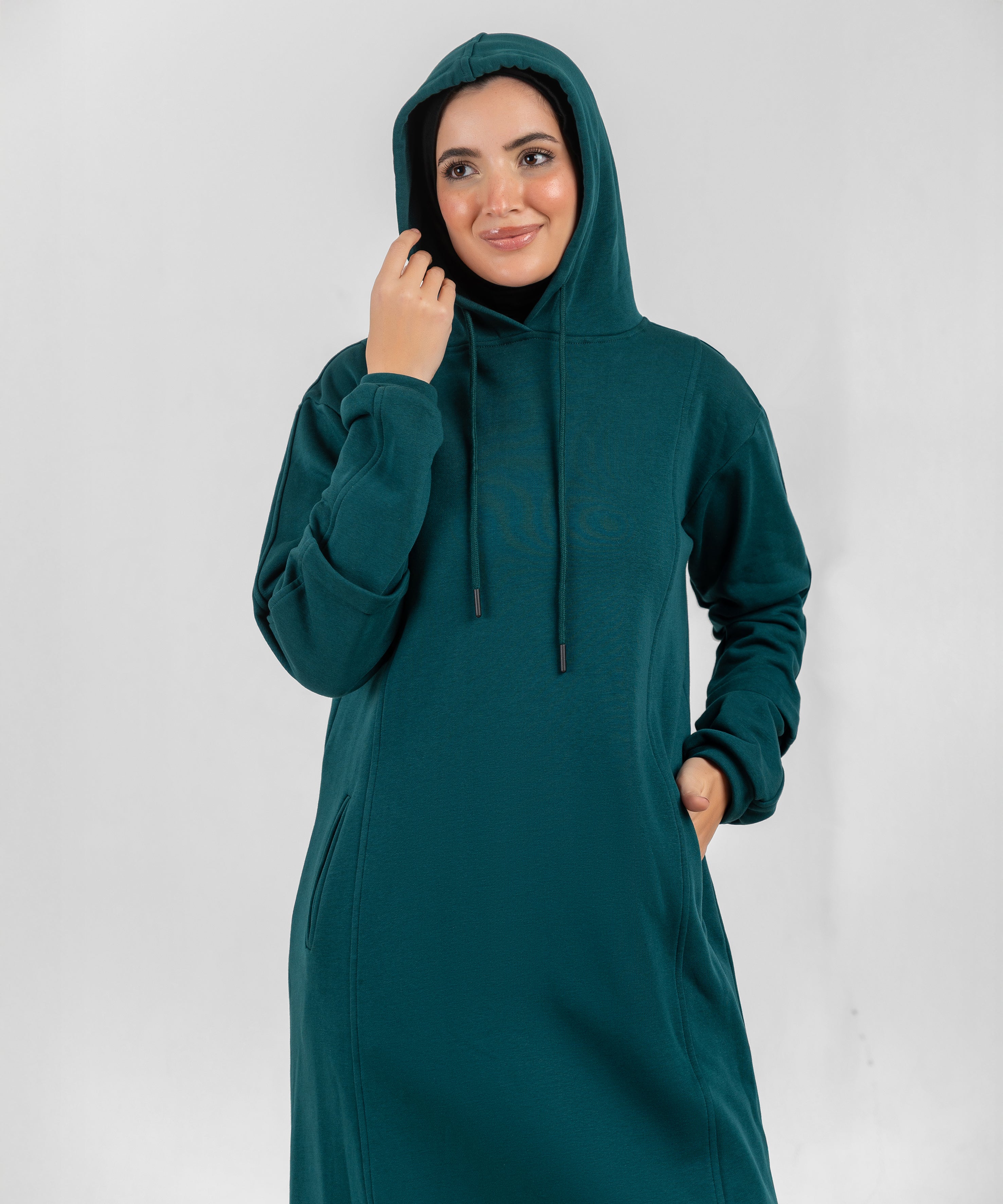 Emerald Green Hoodie Dress (0026)