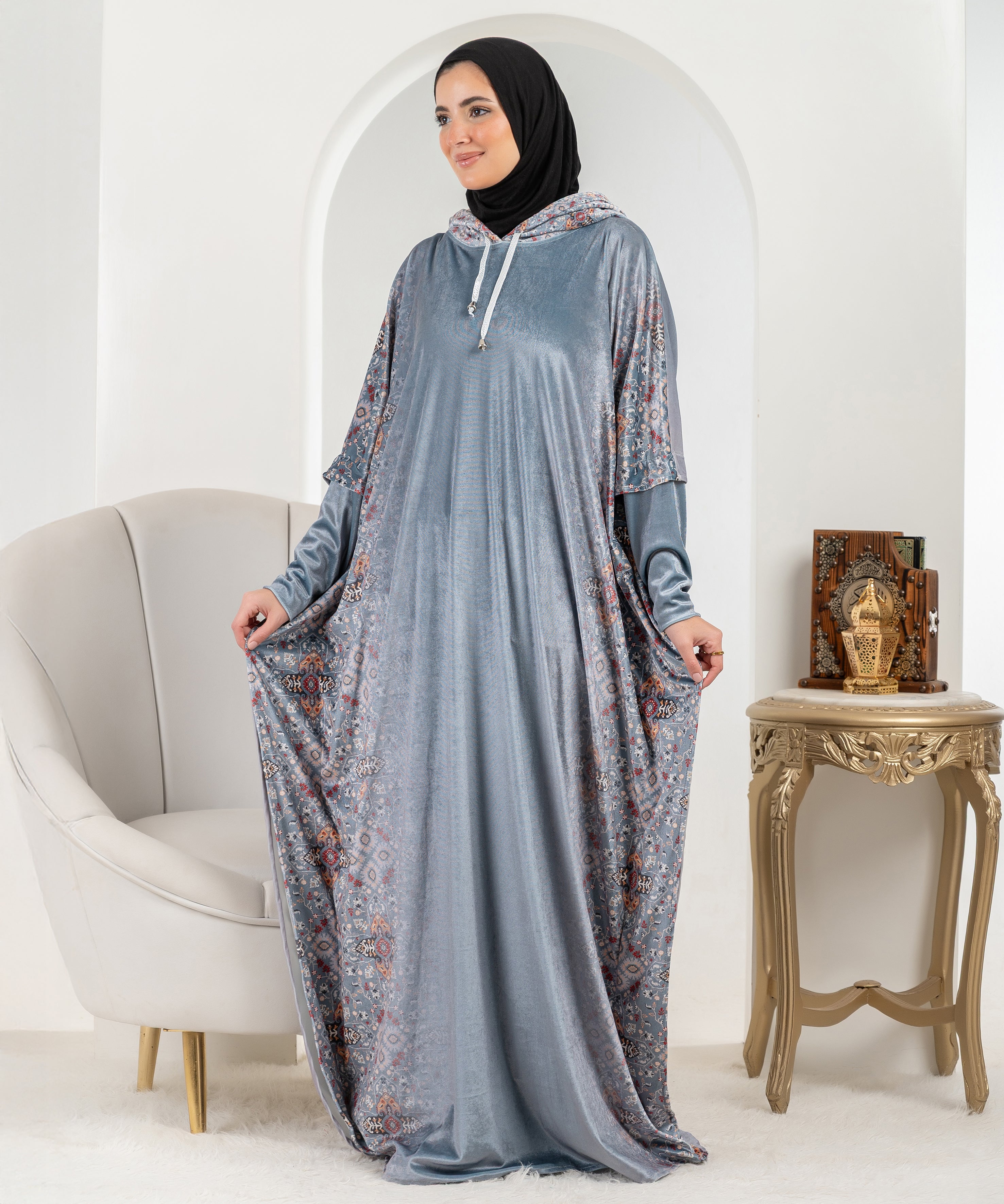 Elegance Printed Velvet Isdal - اسدال قطيفة مطبوع