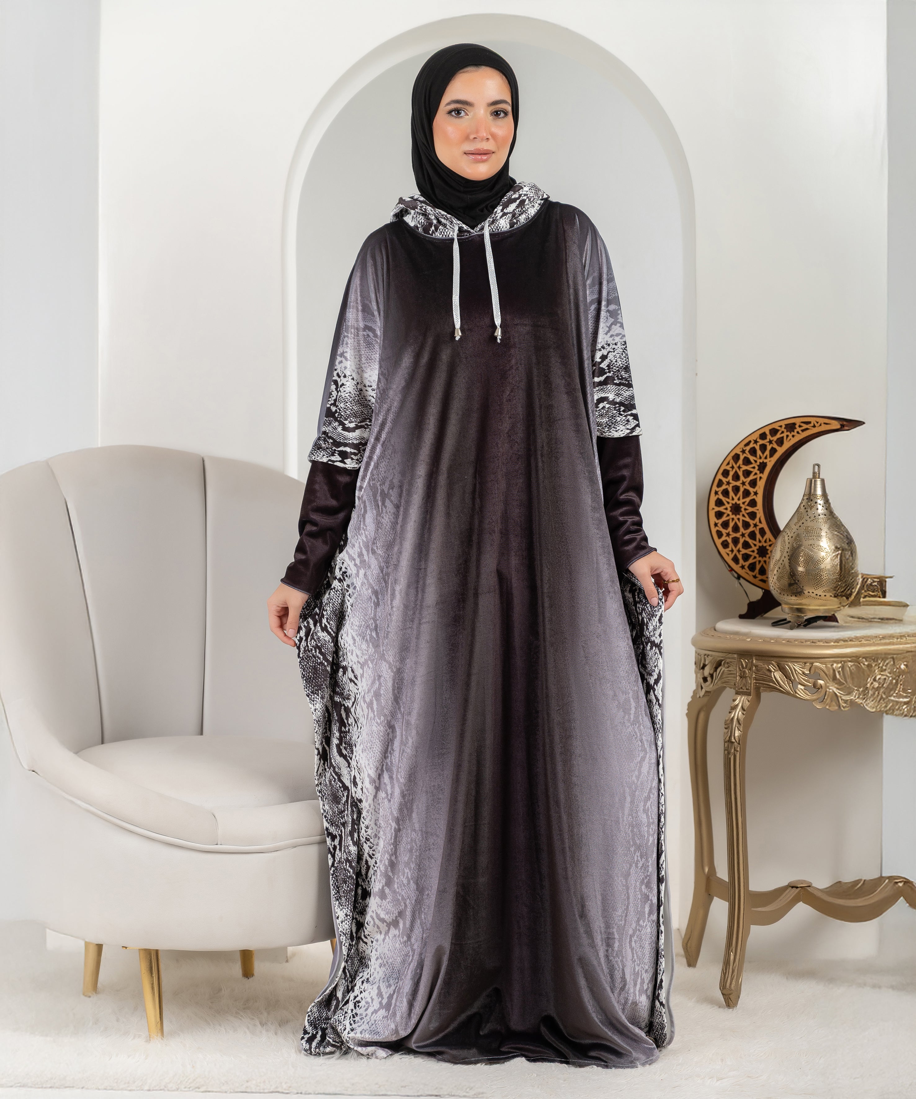 Elegance Printed Velvet Isdal - اسدال قطيفة مطبوع