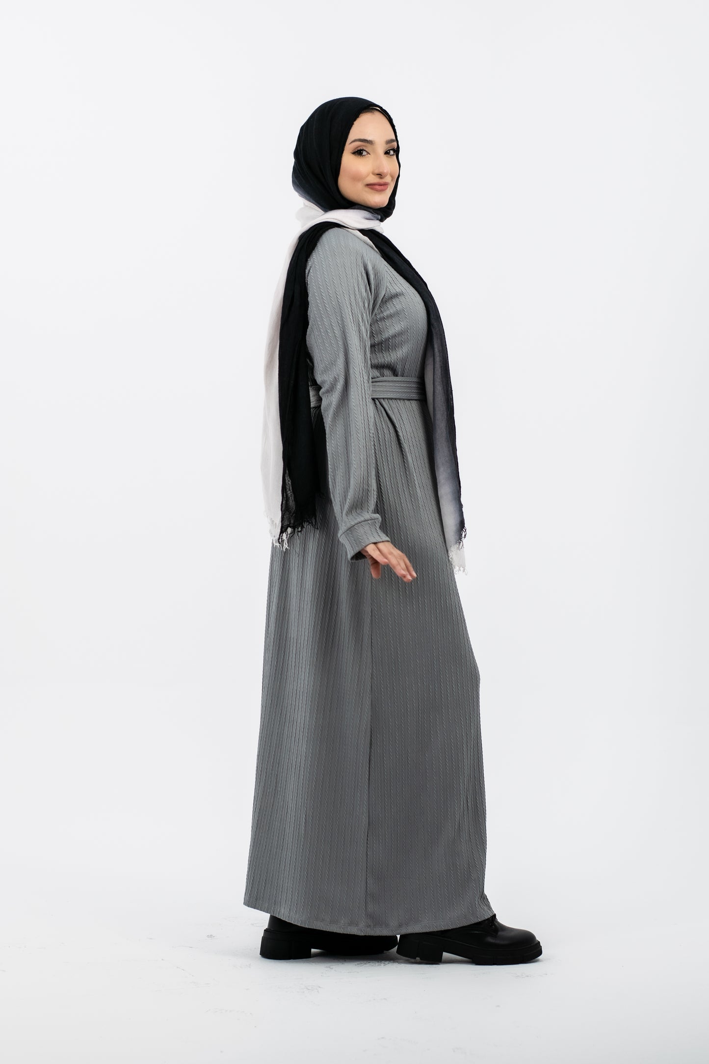 High-neck Basic Dress Grey