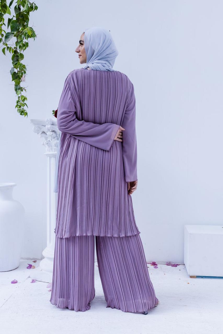 Flowy Purple Pleated Set