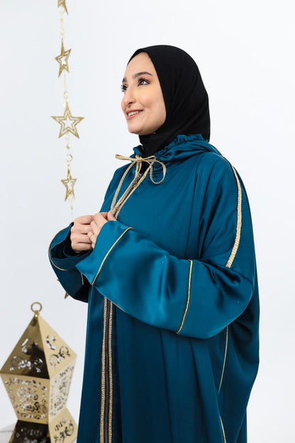 Dark Aqua Kaftan (golden ribbon)