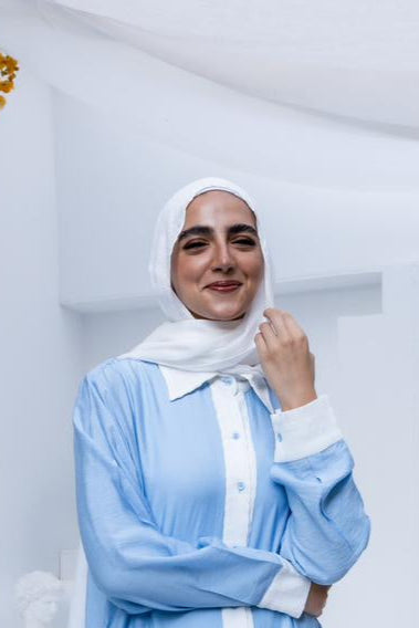 Breeze Linen Dress BBlue x White