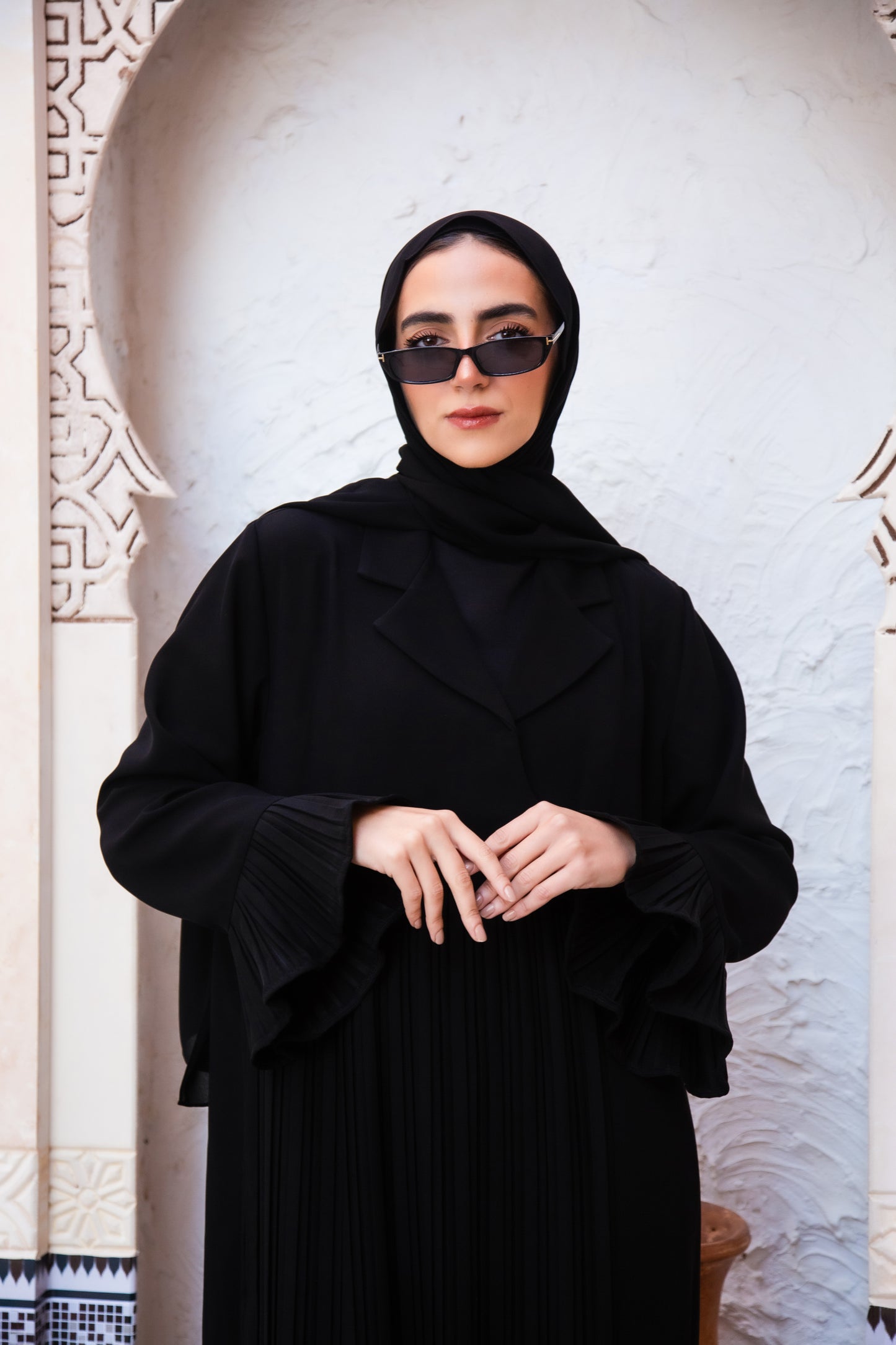 Blazer shape Pleated Abaya