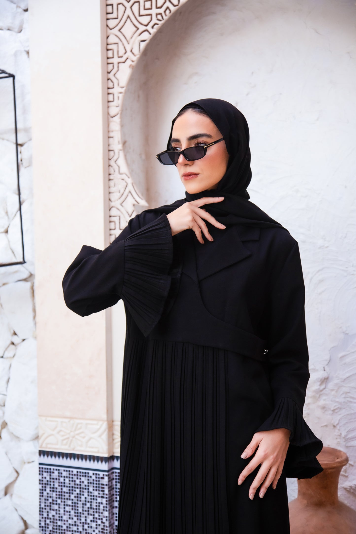 Blazer shape Pleated Abaya