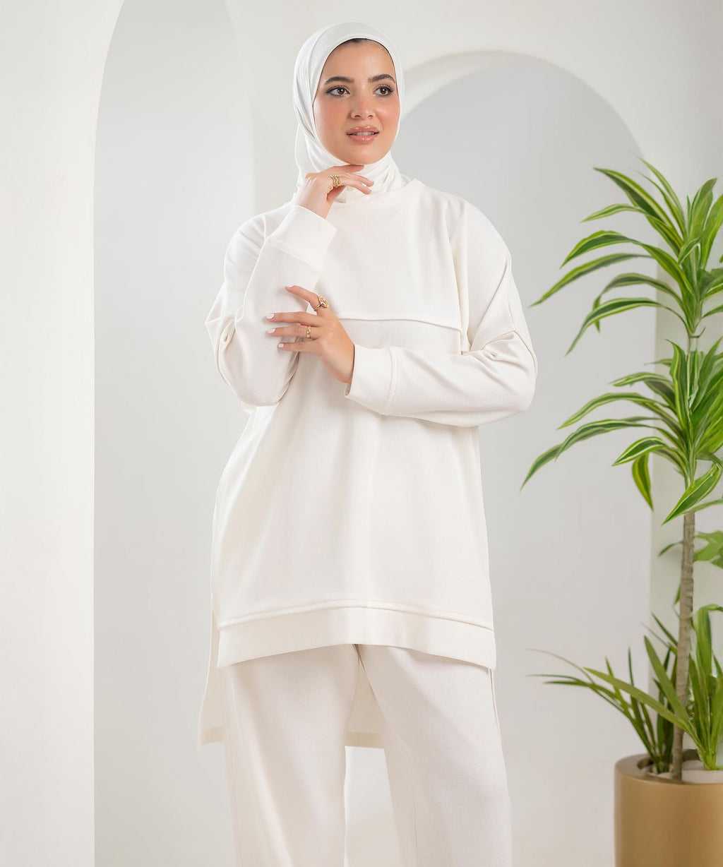 Over Size Comfy Off-White Training Suit