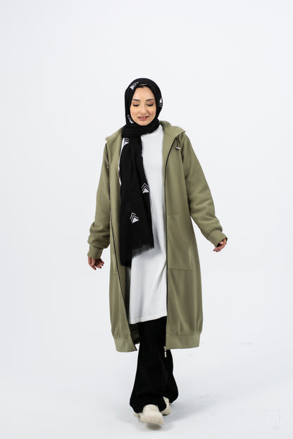 Winter Long Hoodie Jacket Olive