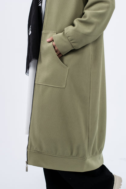 Winter Long Hoodie Jacket Olive