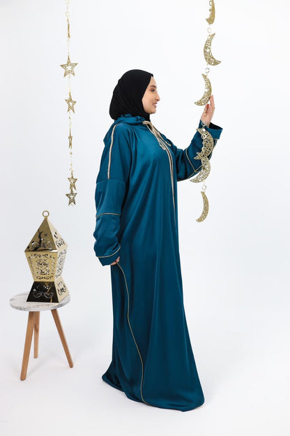 Dark Aqua Kaftan (golden ribbon)