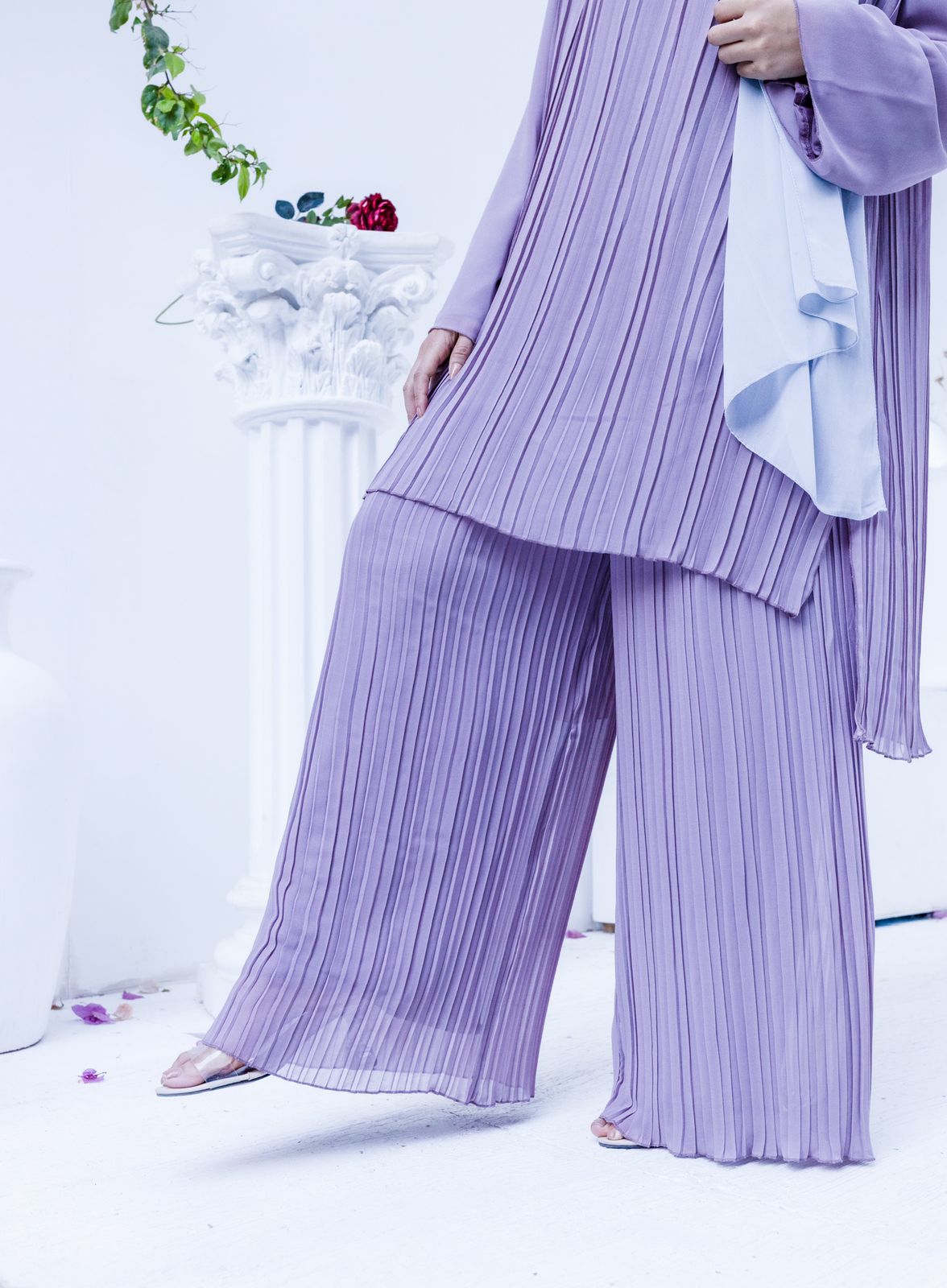 Flowy Purple Pleated Set