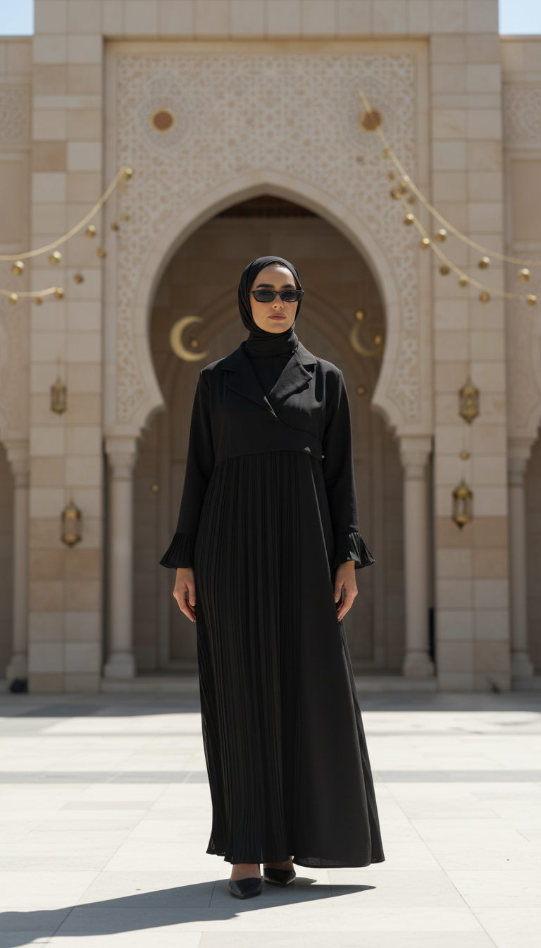 Blazer shape Pleated Abaya
