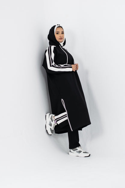 Modest Over Size Tracksuit - Black