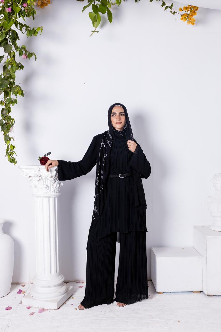 Flowy Black Pleated Set