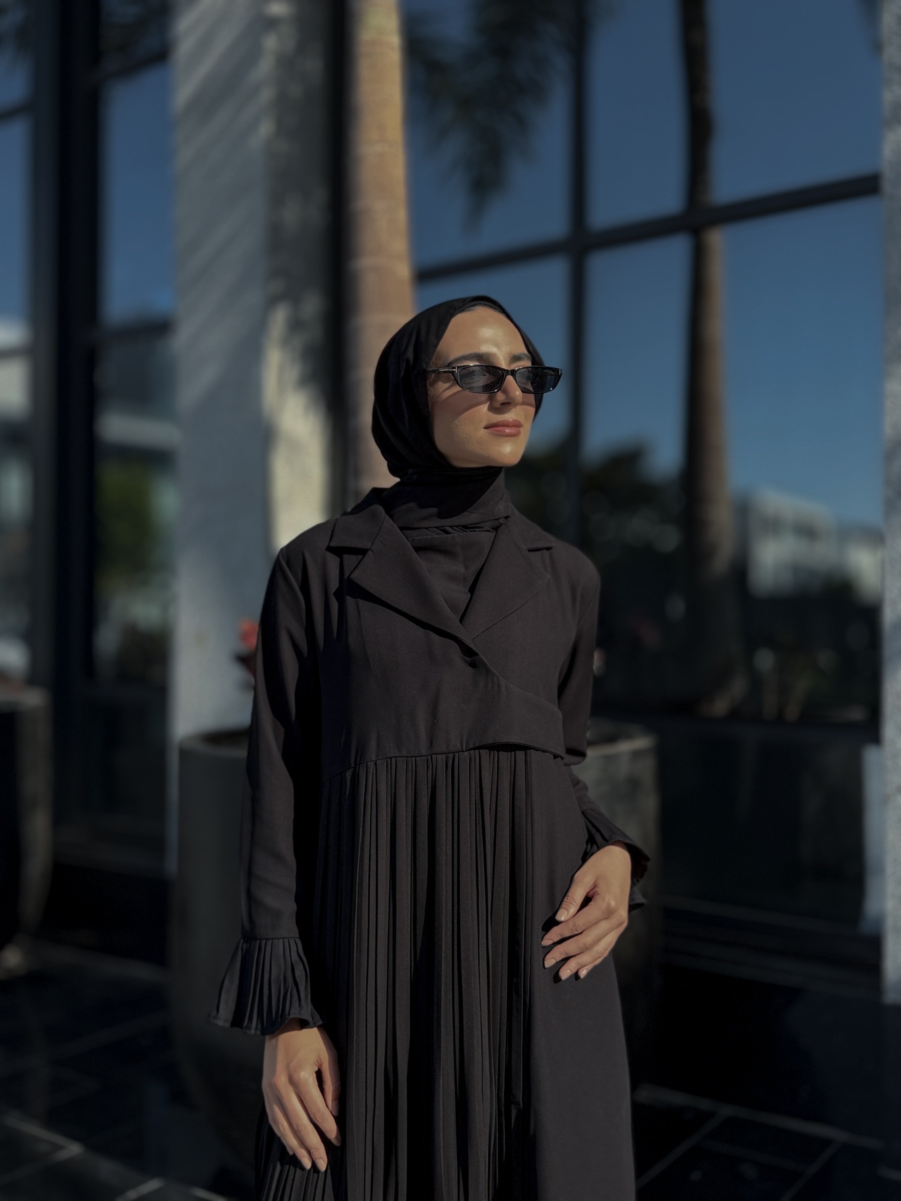 Blazer shape Pleated Abaya