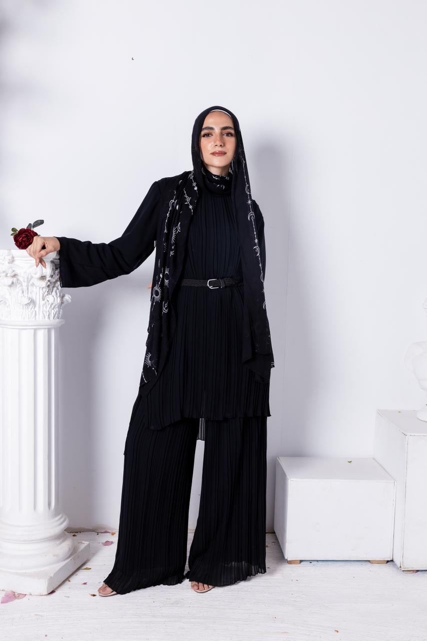 Flowy Black Pleated Set