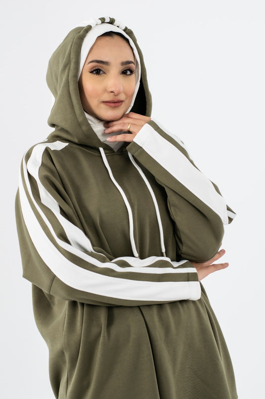 Modest Over Size Tracksuit - Olive