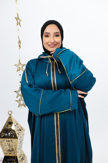 Dark Aqua Kaftan (golden ribbon)