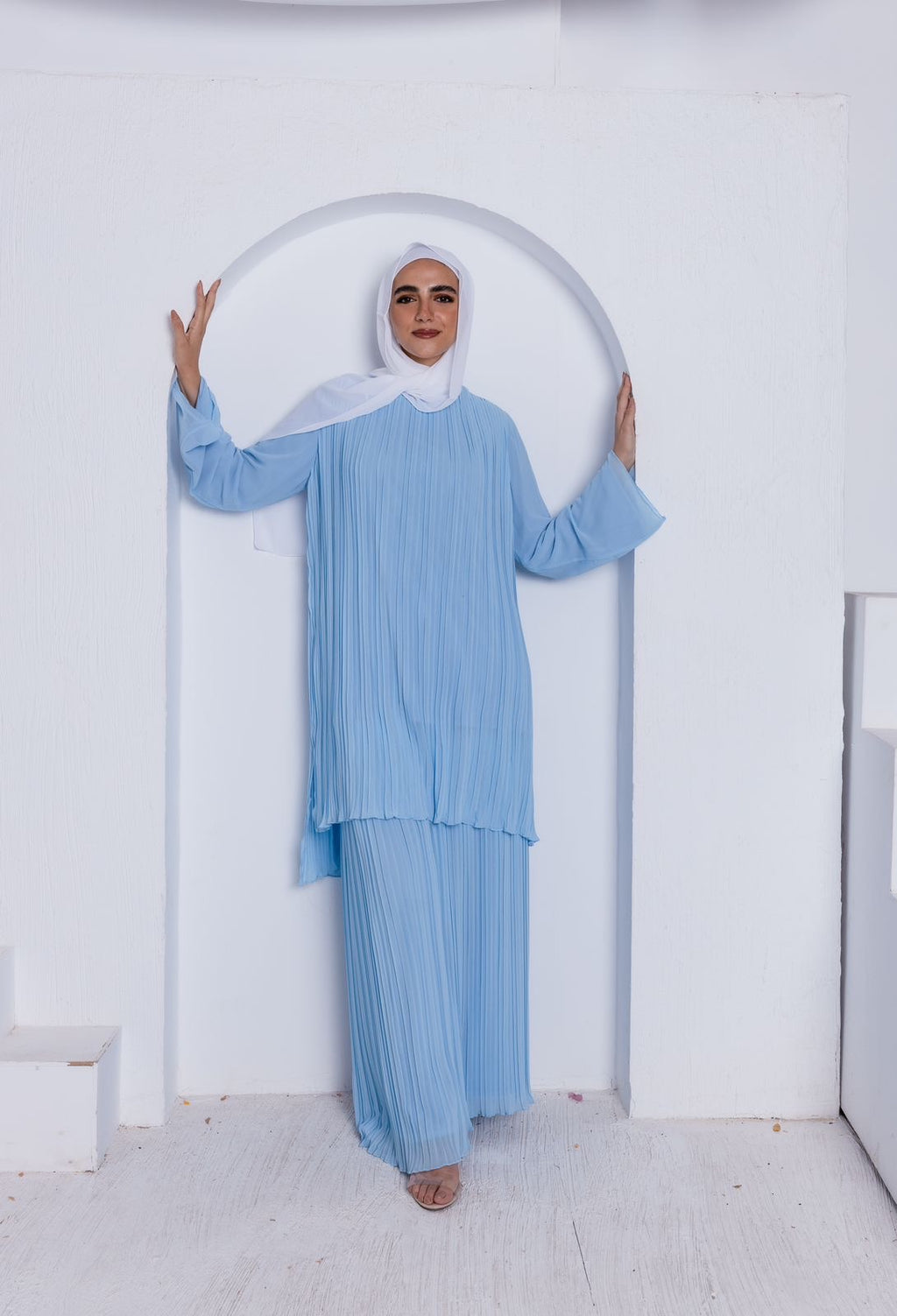 Flowy BBlue Pleated Set