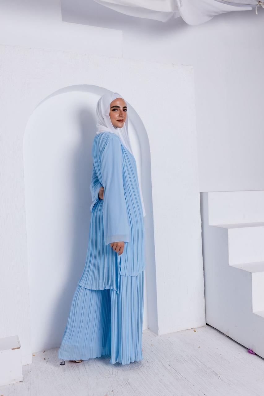 Flowy BBlue Pleated Set