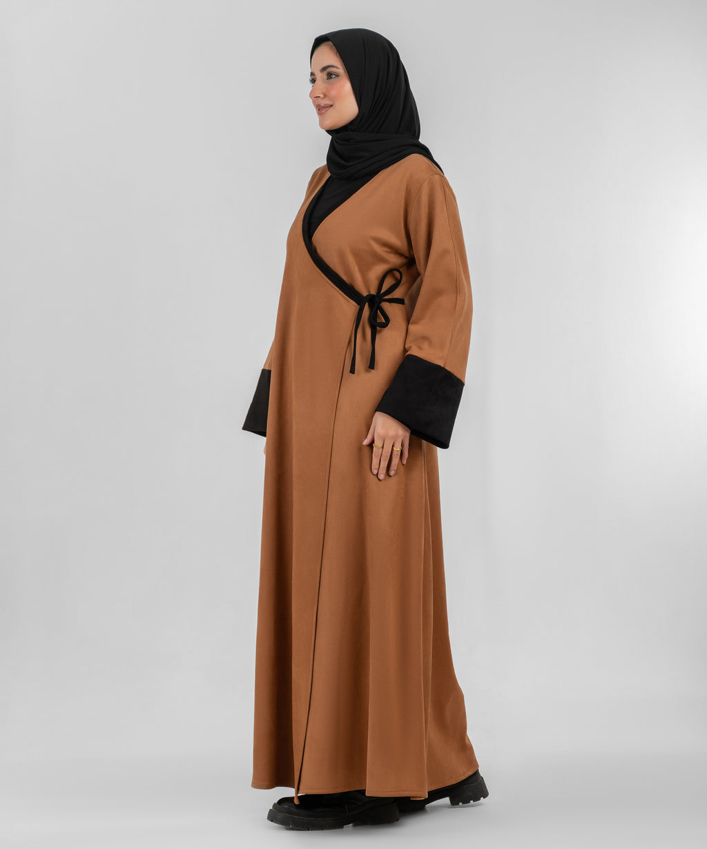 Set : Wrap Abaya Suede ( Havan 0026 ) + Black Basic