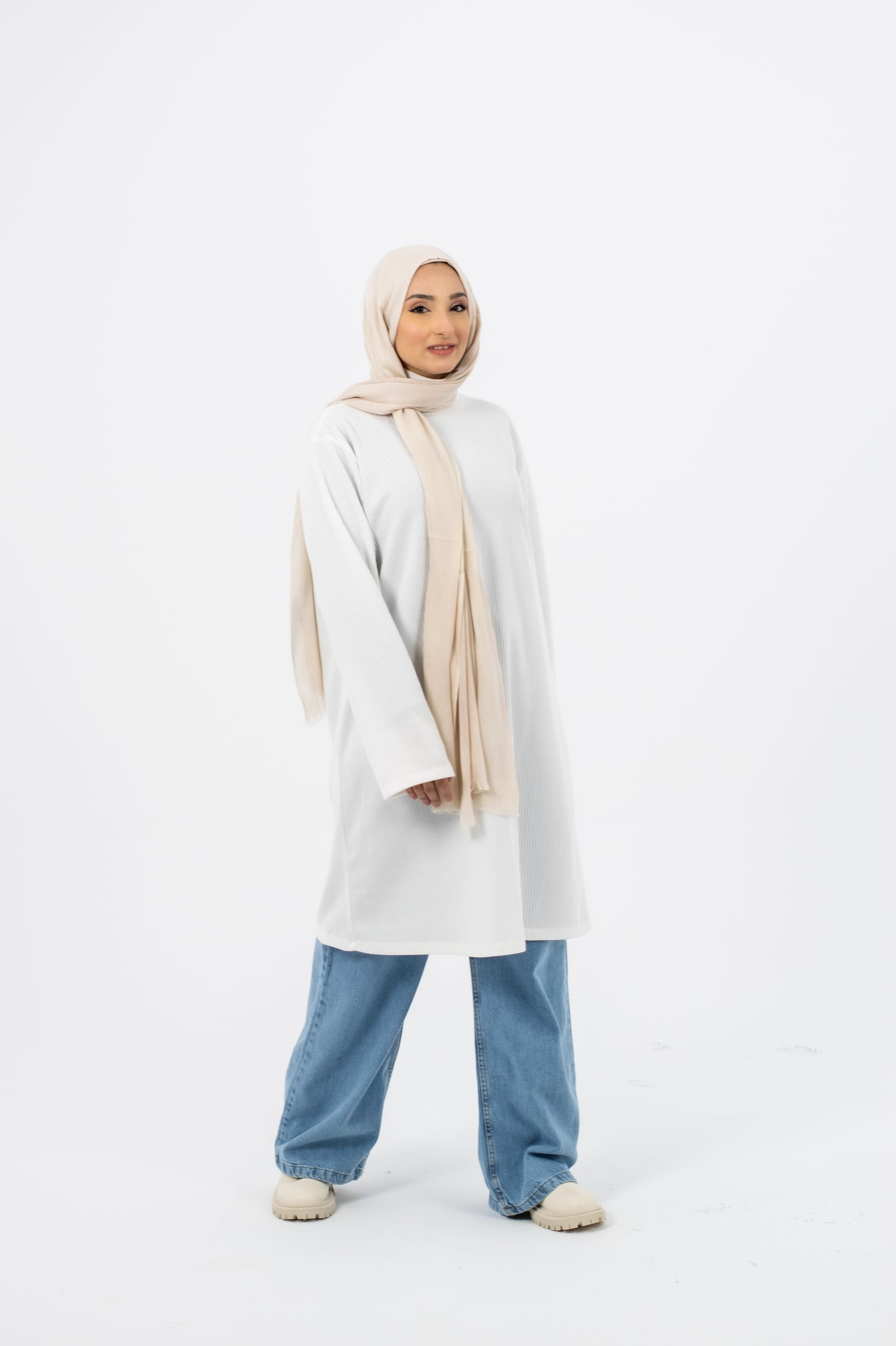 Basic Long Sleeve Tunic - Off-White