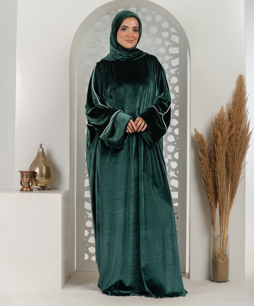 Luxury Green Velvet Isdal - اسدال قطيفة سادة