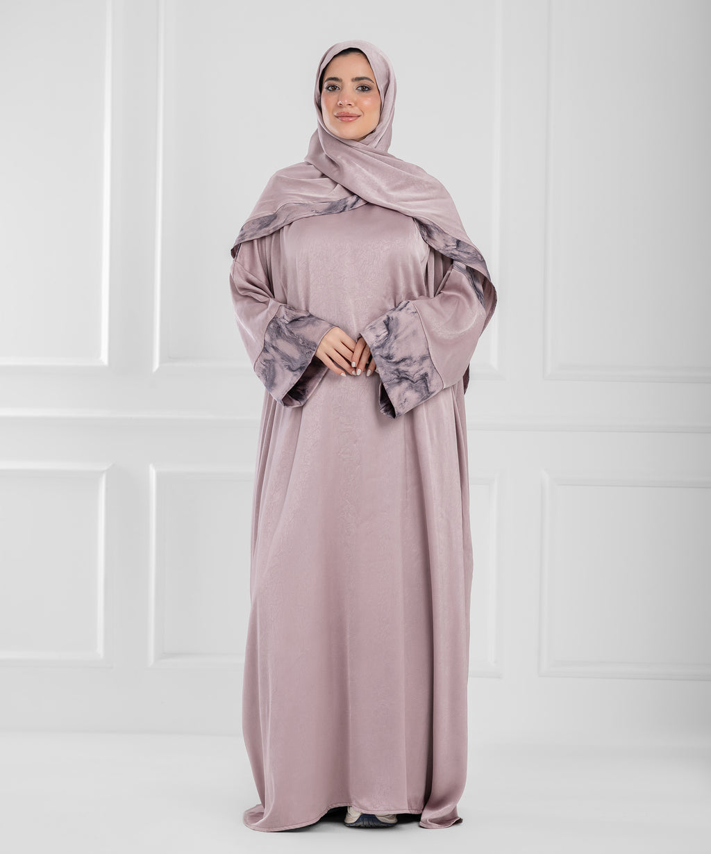 LUNA Jacquard Satin isdal - اسدال لونا ستان جاكار (cashmere printed sleeves)