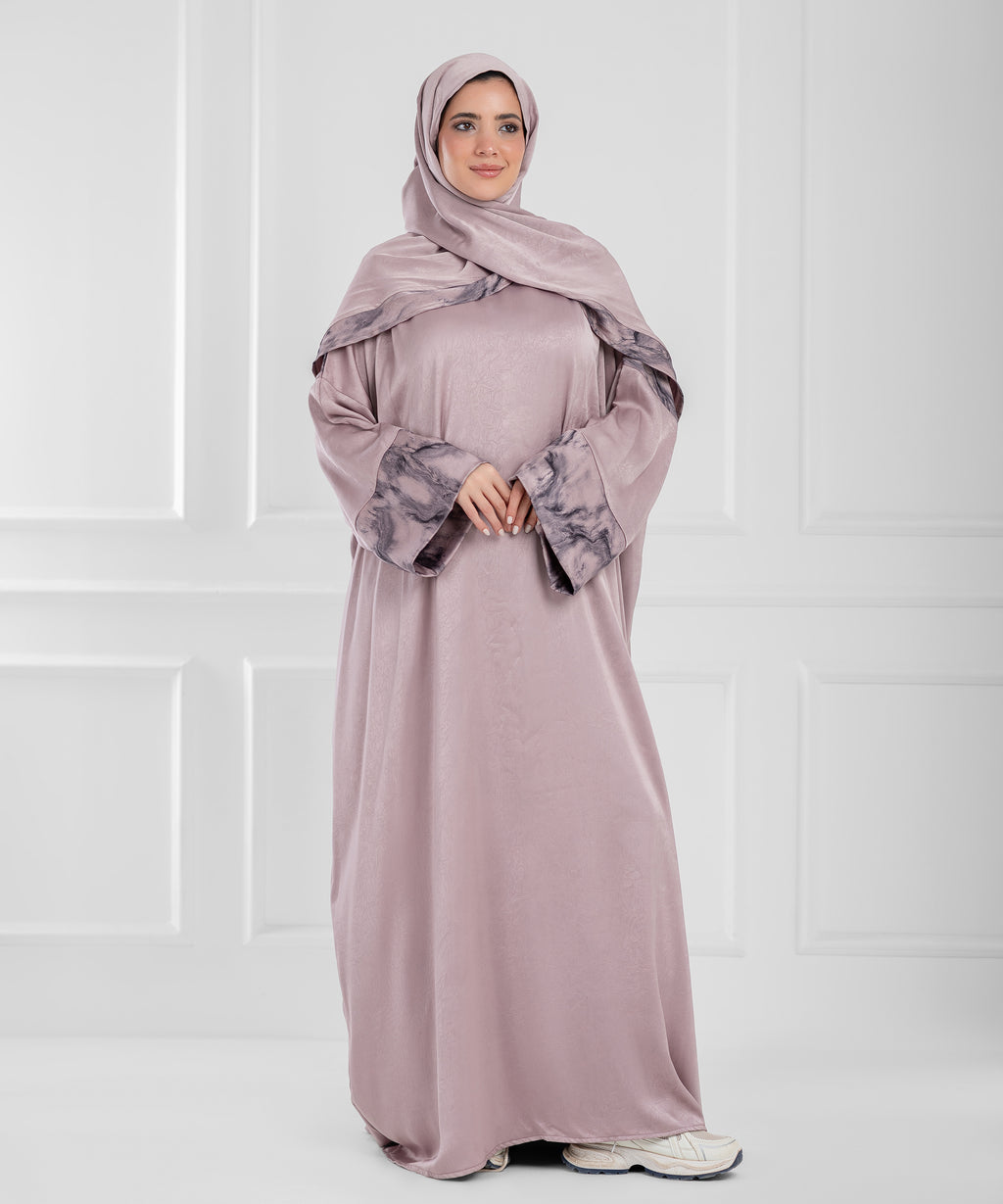 LUNA Jacquard Satin isdal - اسدال لونا ستان جاكار (cashmere printed sleeves)