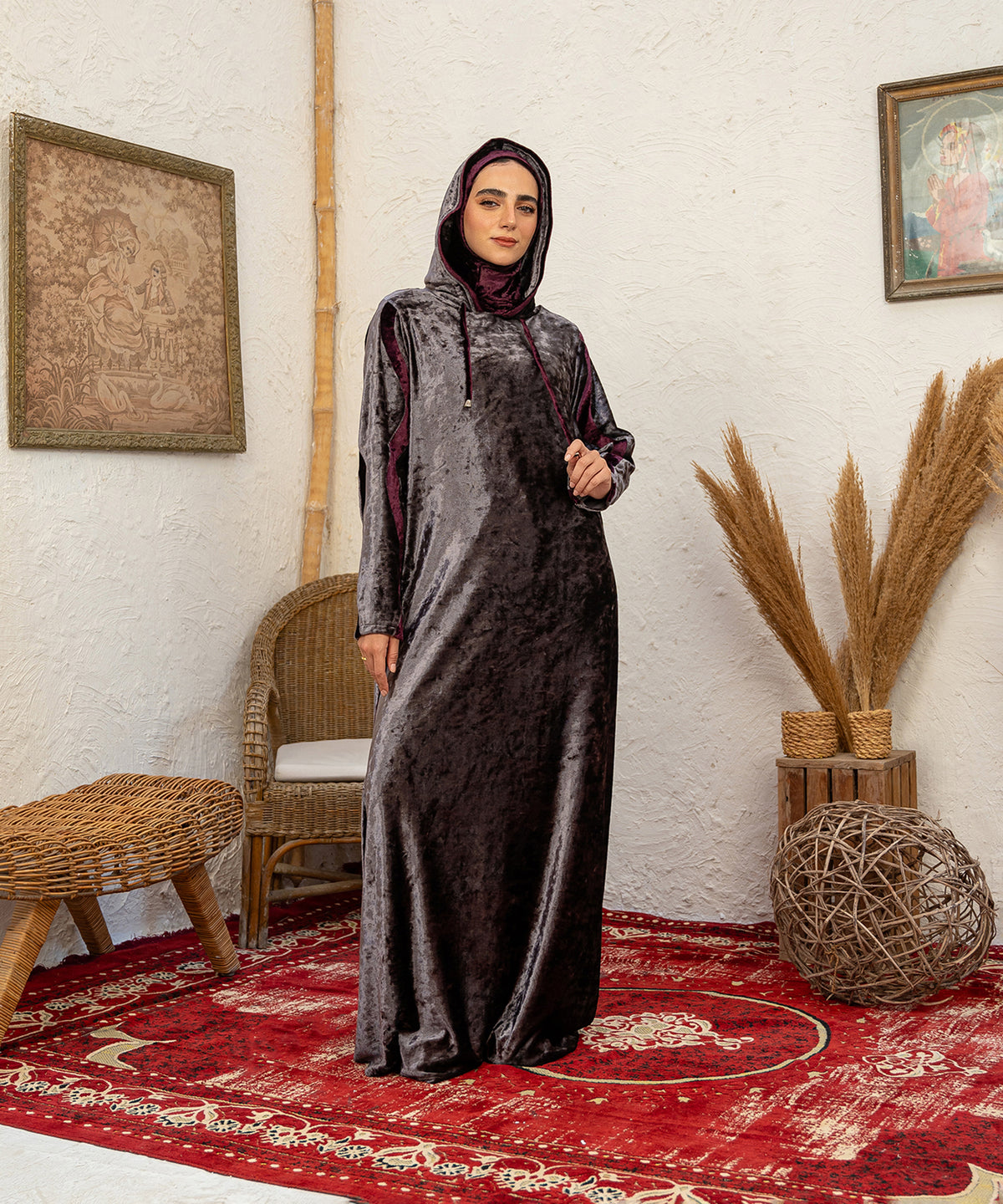 Wavy Velvet Isdal / Grey x Mauve - اسدال قطيفة موجة رمادي في موف