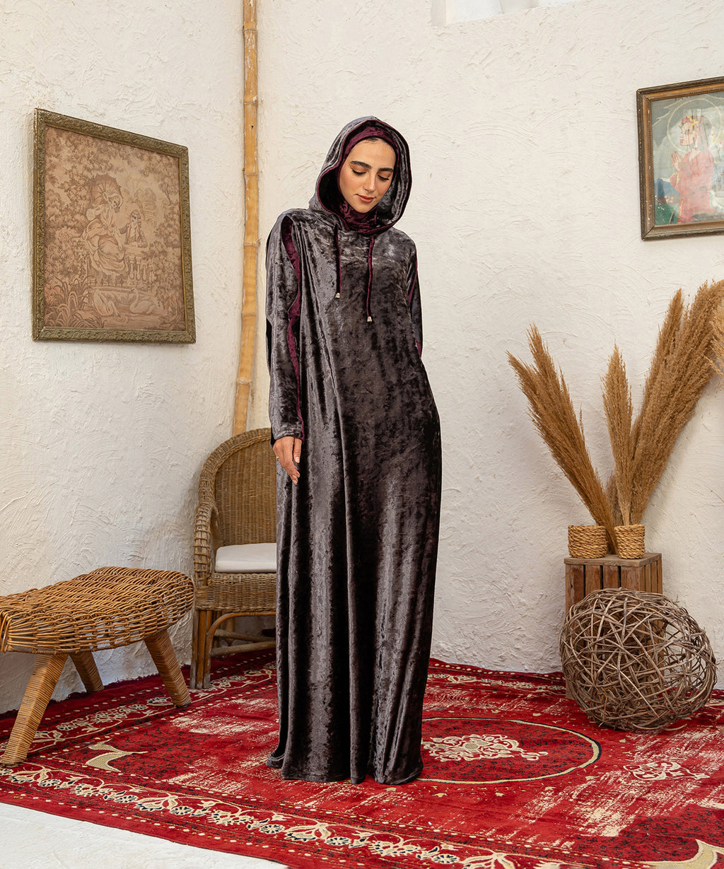 Wavy Velvet Isdal / Grey x Mauve - اسدال قطيفة موجة رمادي في موف