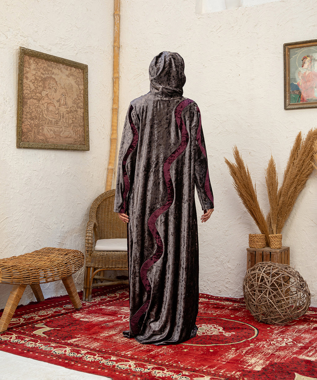 Wavy Velvet Isdal / Grey x Mauve - اسدال قطيفة موجة رمادي في موف