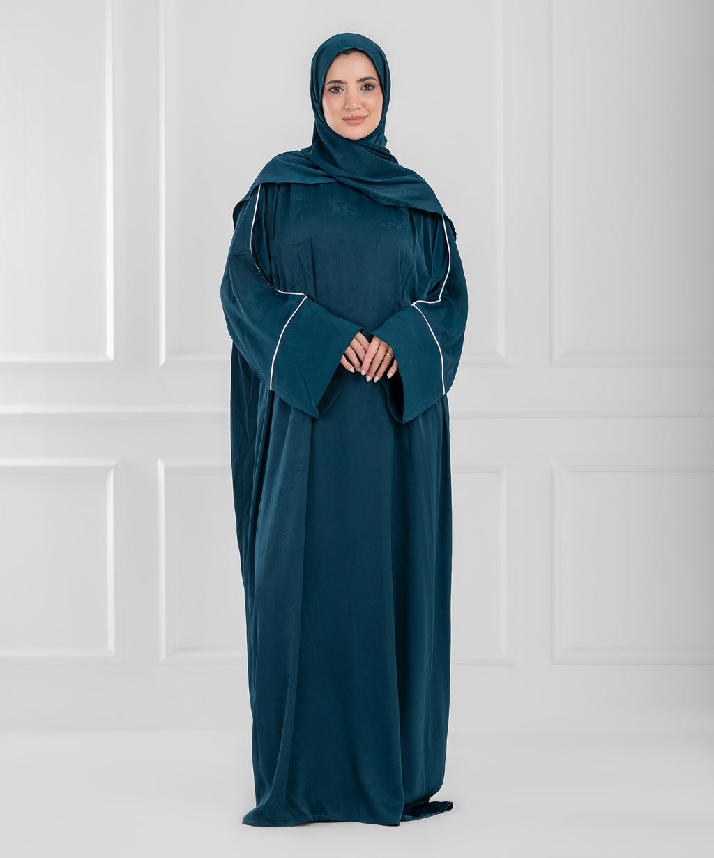 ZOMORODA Jacquard Satin isdal - اسدال زمردة ستان جاكار  (petroleum)