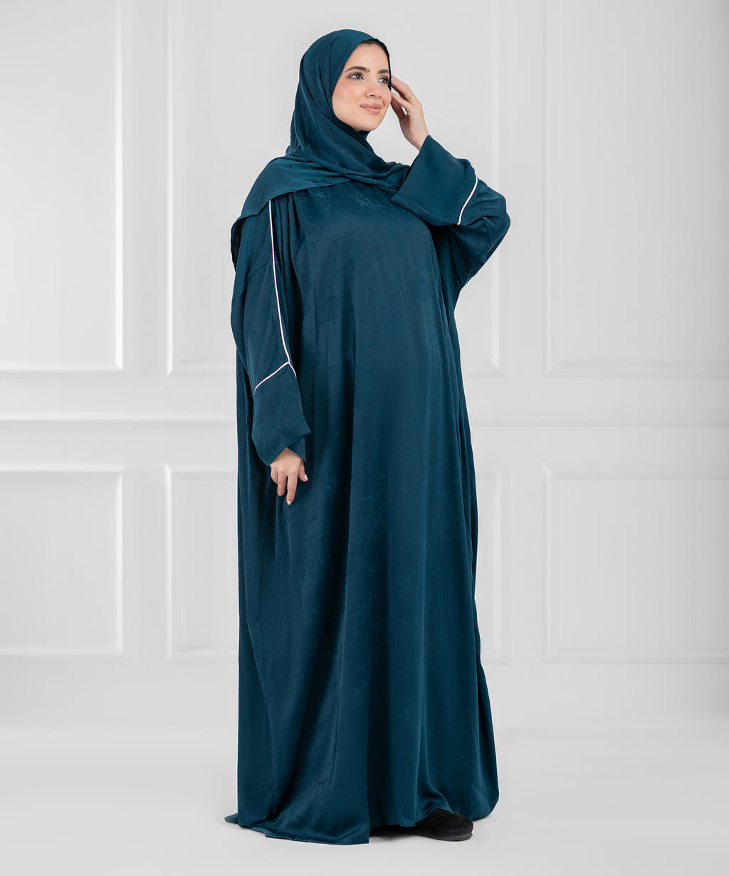 ZOMORODA Jacquard Satin isdal - اسدال زمردة ستان جاكار  (petroleum)