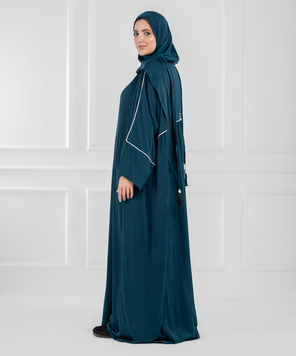 ZOMORODA Jacquard Satin isdal - اسدال زمردة ستان جاكار  (petroleum)