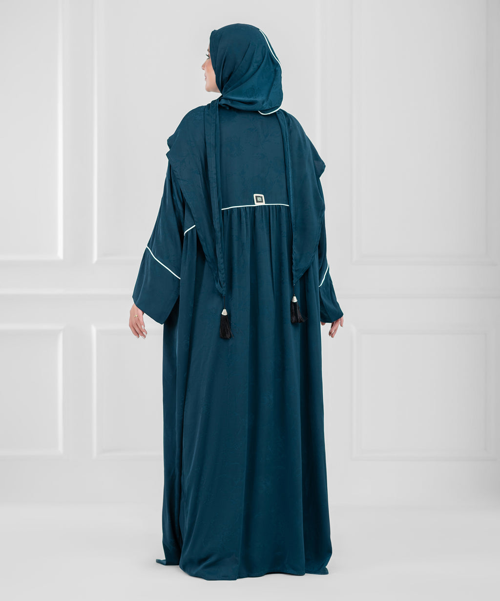 ZOMORODA Jacquard Satin isdal - اسدال زمردة ستان جاكار  (petroleum)